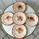 Set of 5 dessert plates Digoin Sarreguemines pink flowers 30-40s