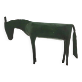 Sculpture of a horse in dark green patinated metal, 1980s.