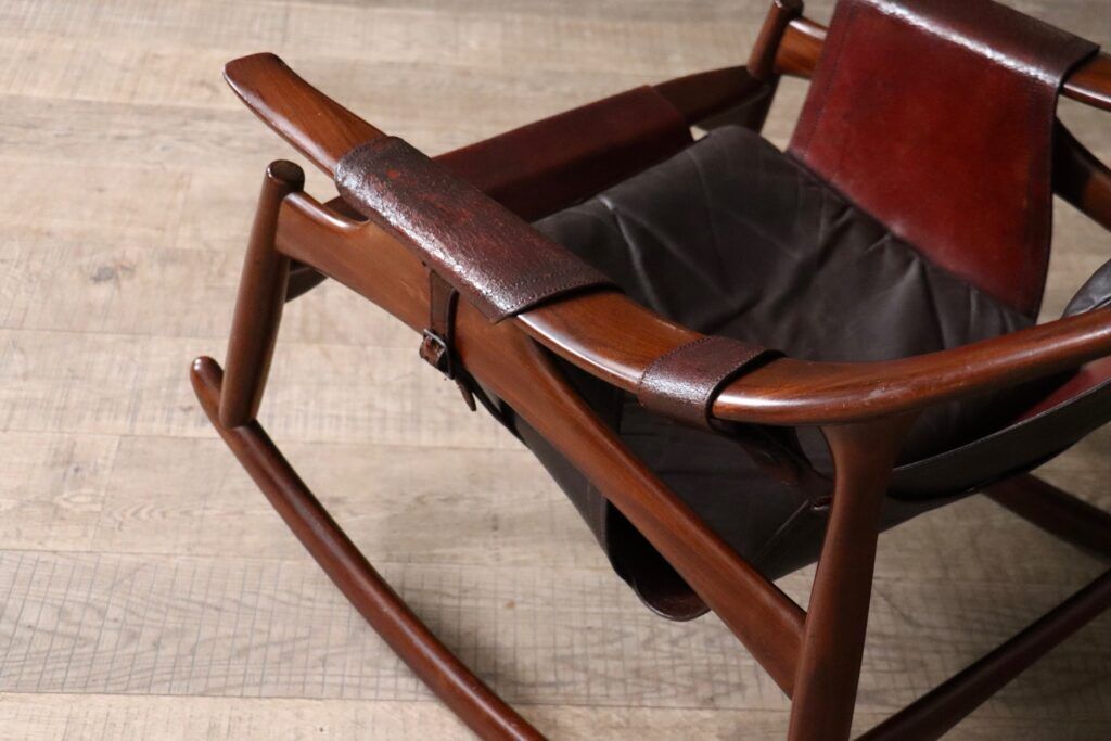Liceu de Artes e Oficios rocking chair with ottoman, Brazil 1960s
