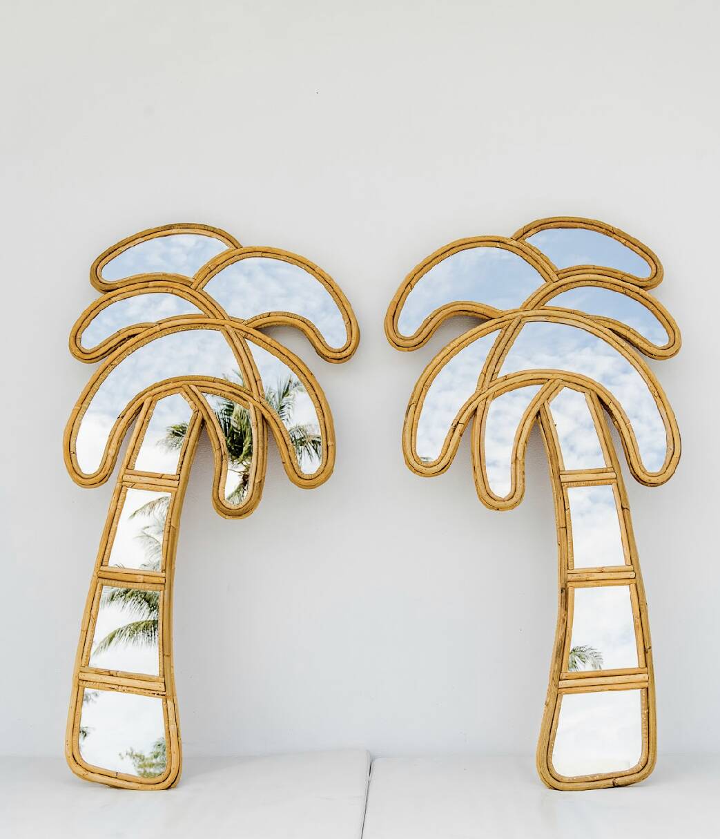 Pair of rattan mirrors 61x113cm