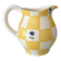 Cottagecore hand-painted ceramic jug – yellow check & blue flowers