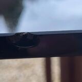Bamboo-style wooden table with smoked glass top, 1970s