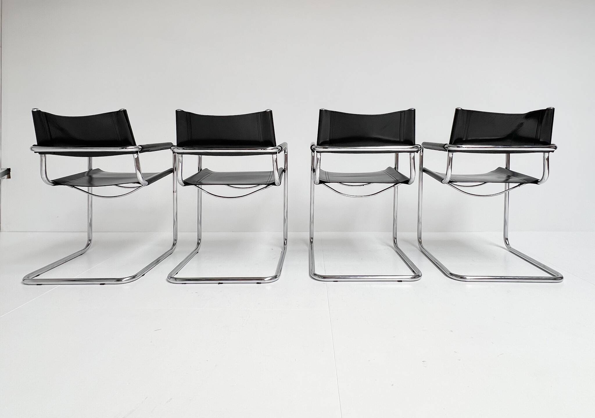Leather Chairs by Mart Stam and Marcel Breuer, 1970s, Set of 4
