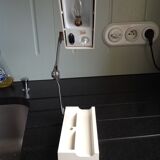 Vintage travel lamp adjustable and folding, 70s; folded it becomes a box.