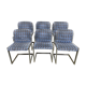 Suite de 6 chaises vintage 1970 velours et inox
