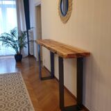 redwood console with steel foot