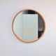 Large Mid-Century Round Pine Mirror, Denmark, 1960s