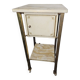 Bedside table in patinated iron, brass and marble tops