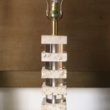 Table lamp in fossilized travertine and Lucite way of Karl Springer about 1970'