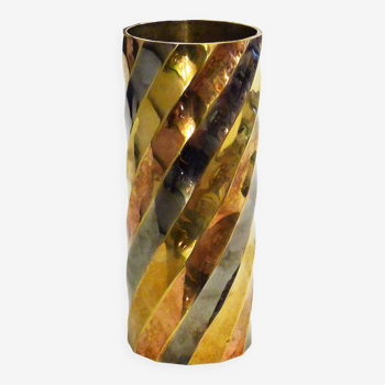Twisted tricolor metal vase