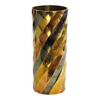 Twisted tricolor metal vase