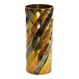 Vase torsadé métal tricolore