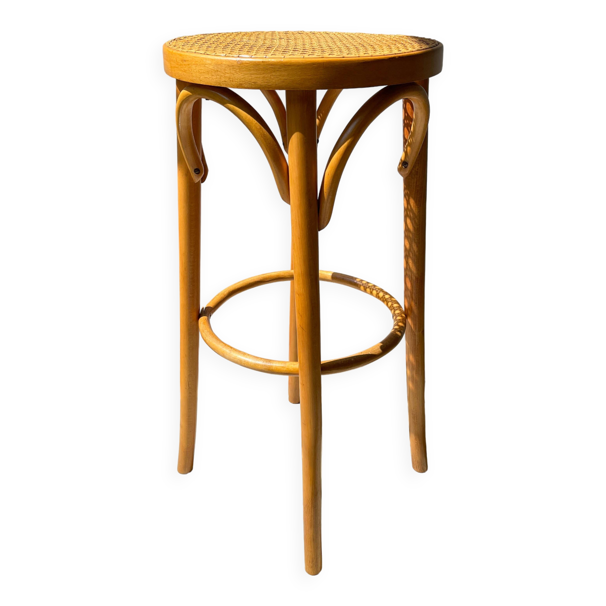 Bentwood and canework bar stool, 1950s