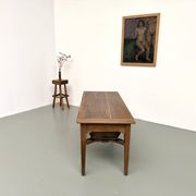 Farm table, old solid oak dough trough, France, around 1920.