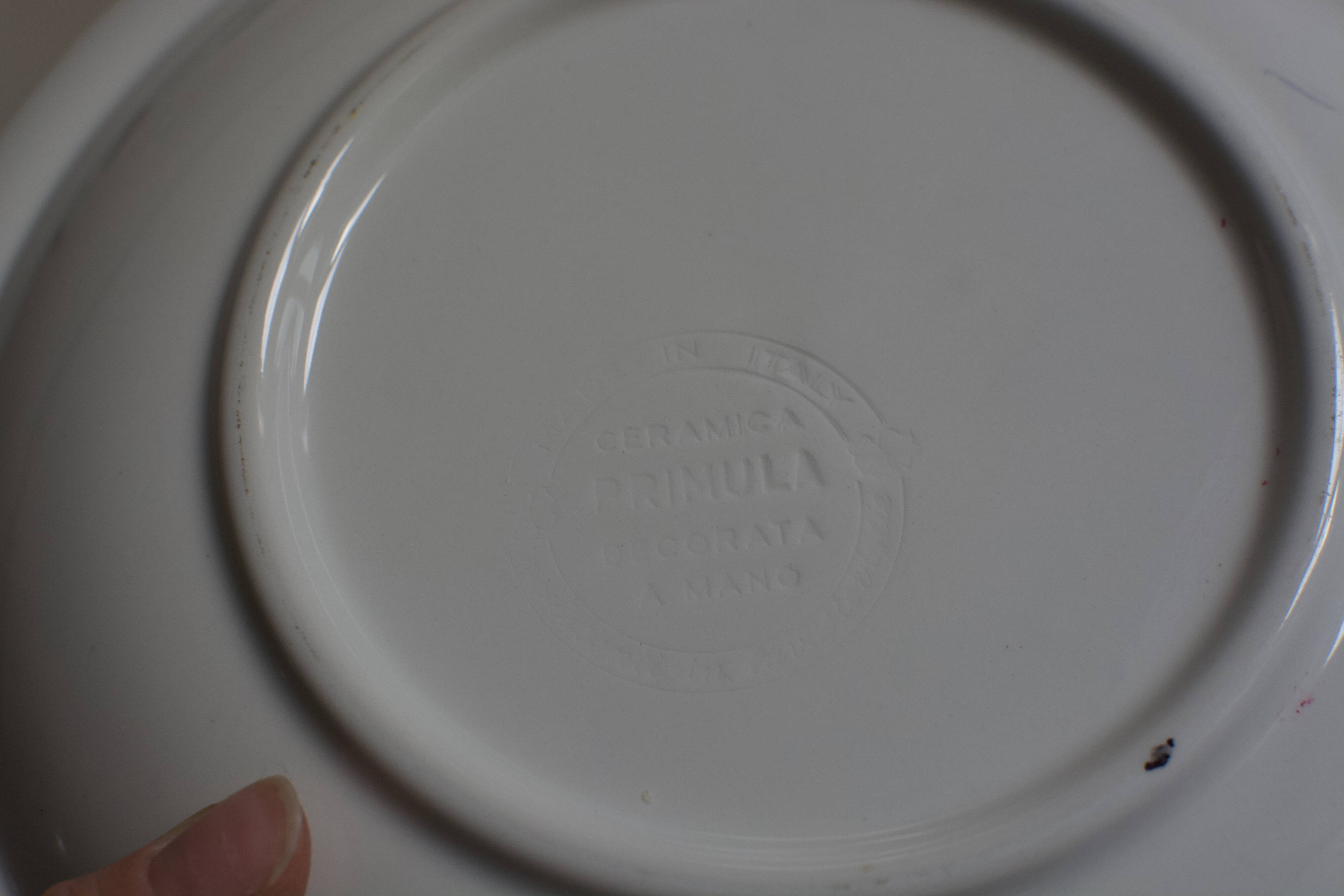 5 Vintage Italian ceramic plates Primula flowers
