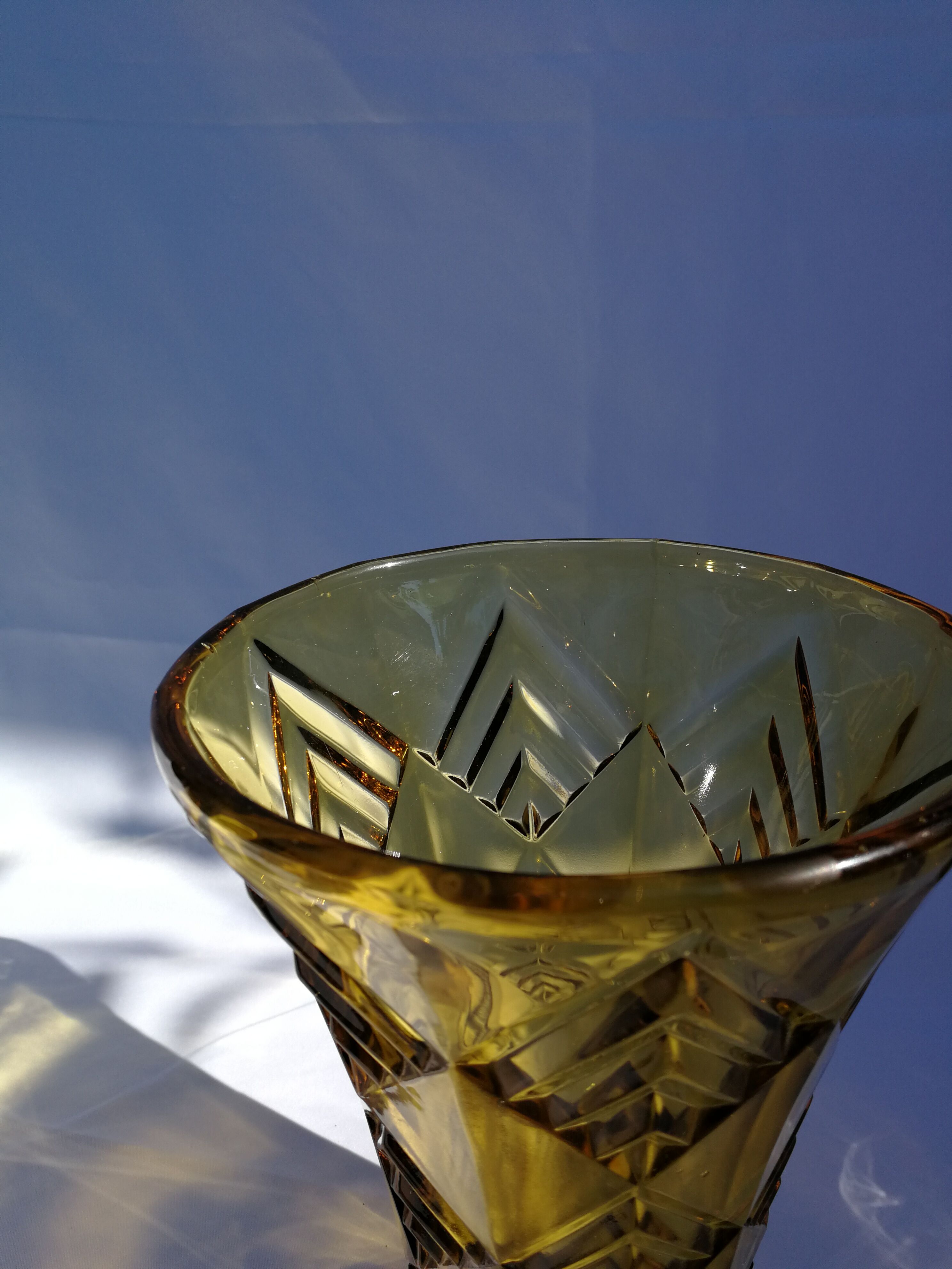 Amber molded glass vase