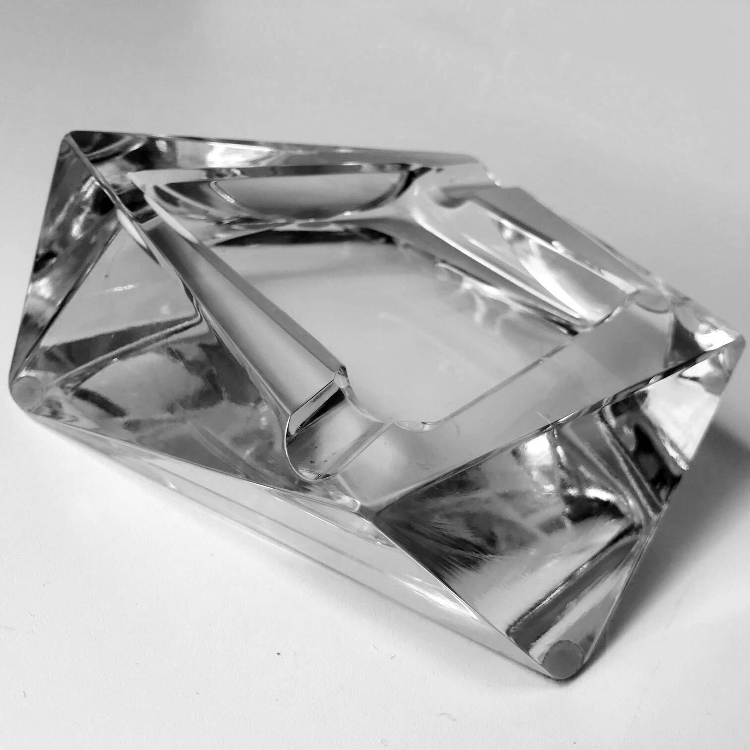 Cendrier Asymétrique Vintage • Cristal • 1970-80