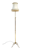 Lampadaire télescopique laiton doré 1950 avec abat-jour