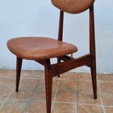 Scandinavian style chair in teak and leather, 1960s