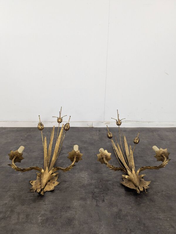 Paire d'appliques des années 80 dans l'esprit Bagues