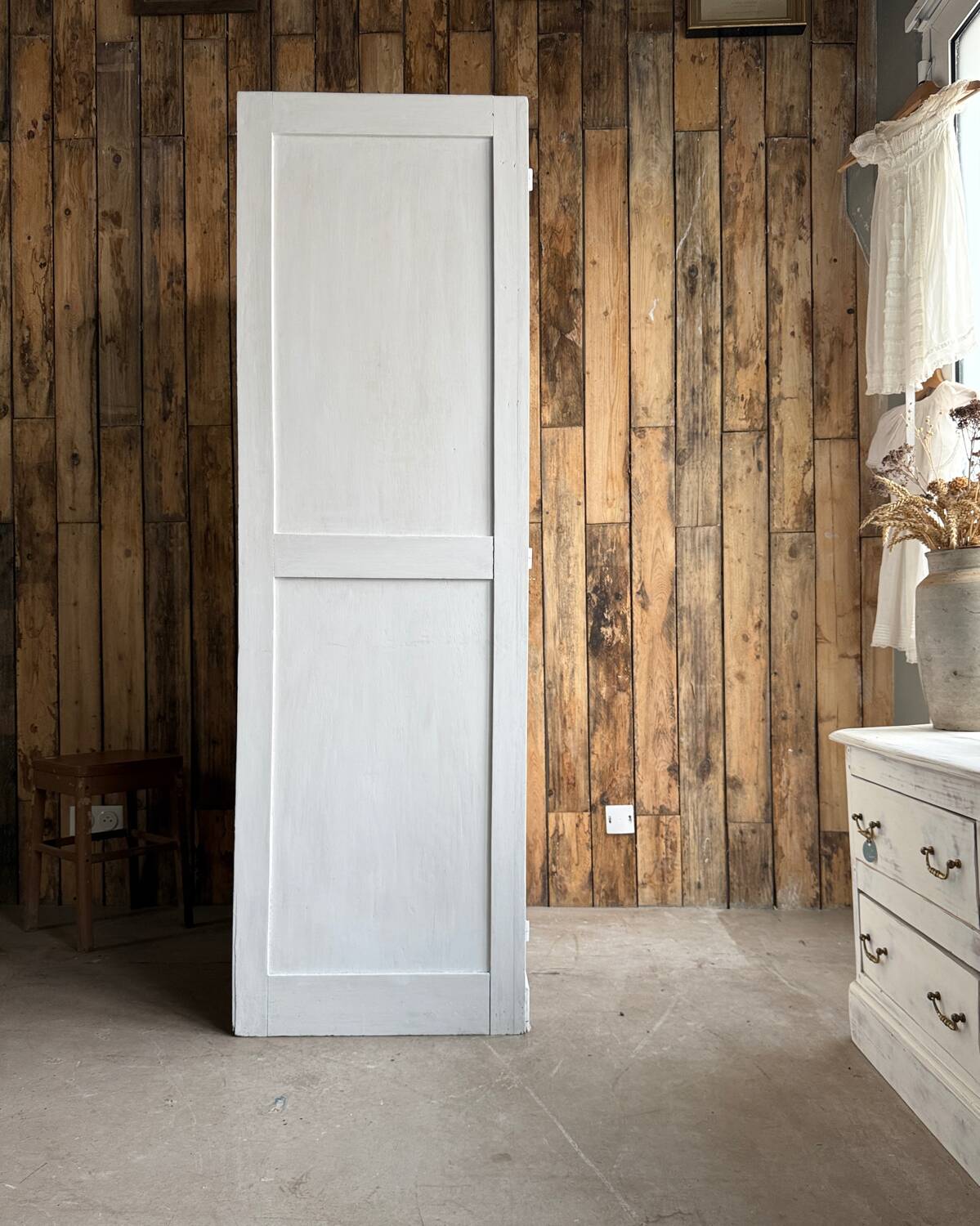 Parisian wardrobe with white patina