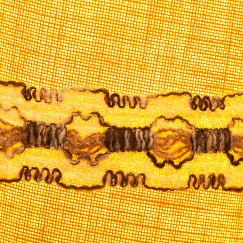 Of the 1970s vintage, foot in ceramic and fabric shade floor lamp