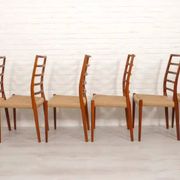 6 x vintage dining chairs | Niels Otto Møller | Model 82 | Papercord | Teak
