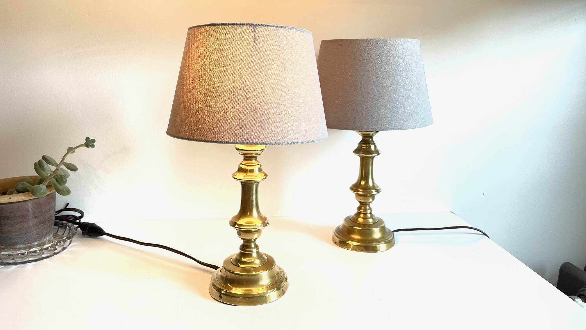 Lamp chic old solid brass candle holder