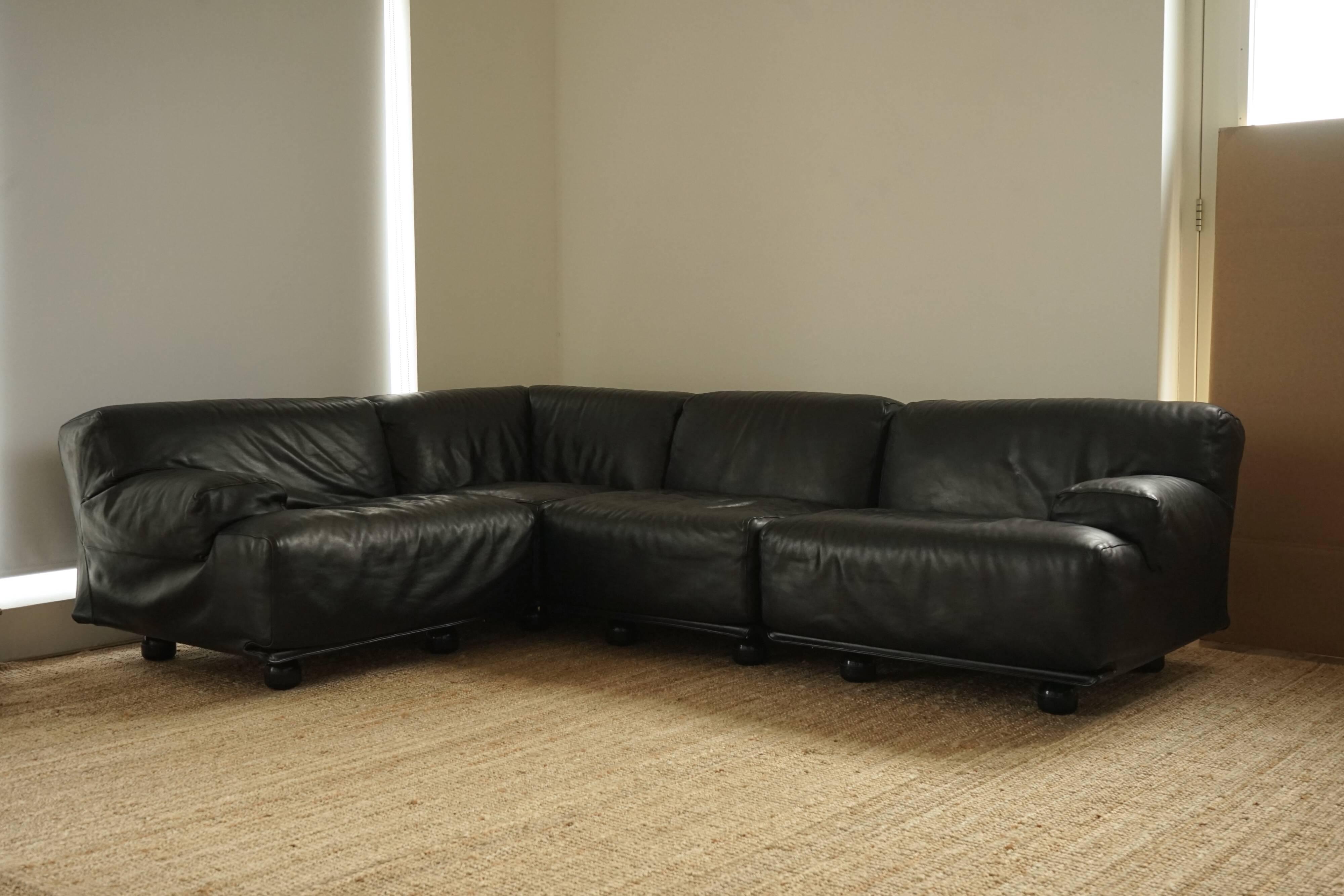 Canapé Modulable Fiandra en Cuir par Vico Magistretti pour Cassina. Italie années 1970