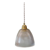 Vintage tulip pendant light in ribbed glass