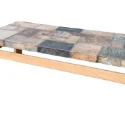 Van Bennekom slate & oak coffee table, Netherlands, 1970s – Kingma style