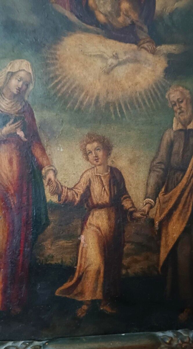 Peinture ancienne sur cuivre - Sainte Famille - XVIIIe siècle