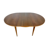 Large Scandinavian round table with 2 extensions, entirely made of teak