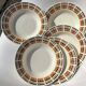 5 Badonviller red and black Scottish soup plates