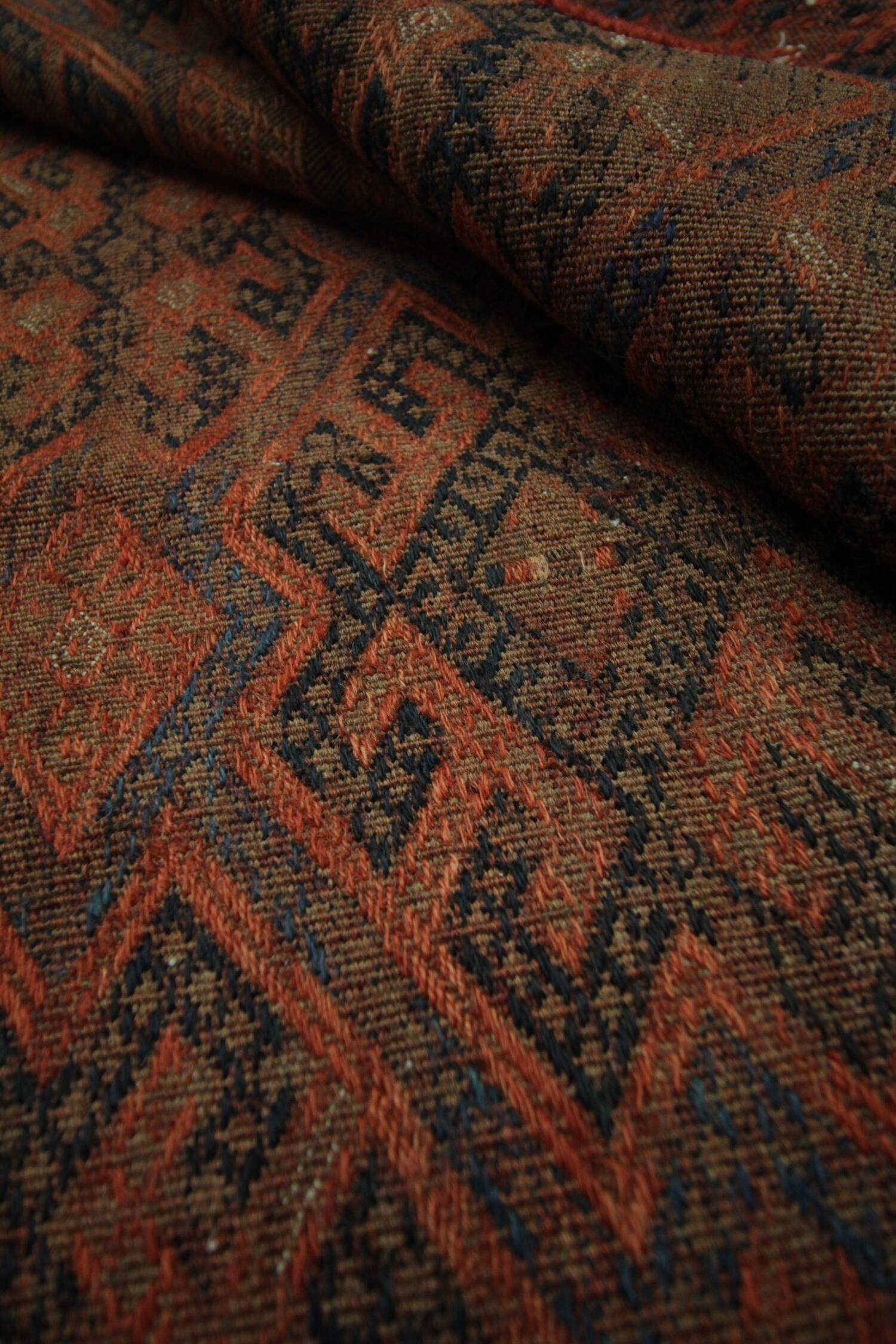 Antique Sumakh Kilim Rug, 1920s Tribal Wool Flatweave Carpet 178 x 118 cm