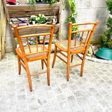 Pretty pair of 1950s bistro chairs with cane seats