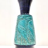 Blue and Teal Ceramic Vase in the style of Bitossi