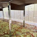 Italian dining table in wood and chrome signed "TRAU"