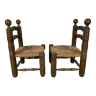 Paire de chaises en hêtre et paille 1940