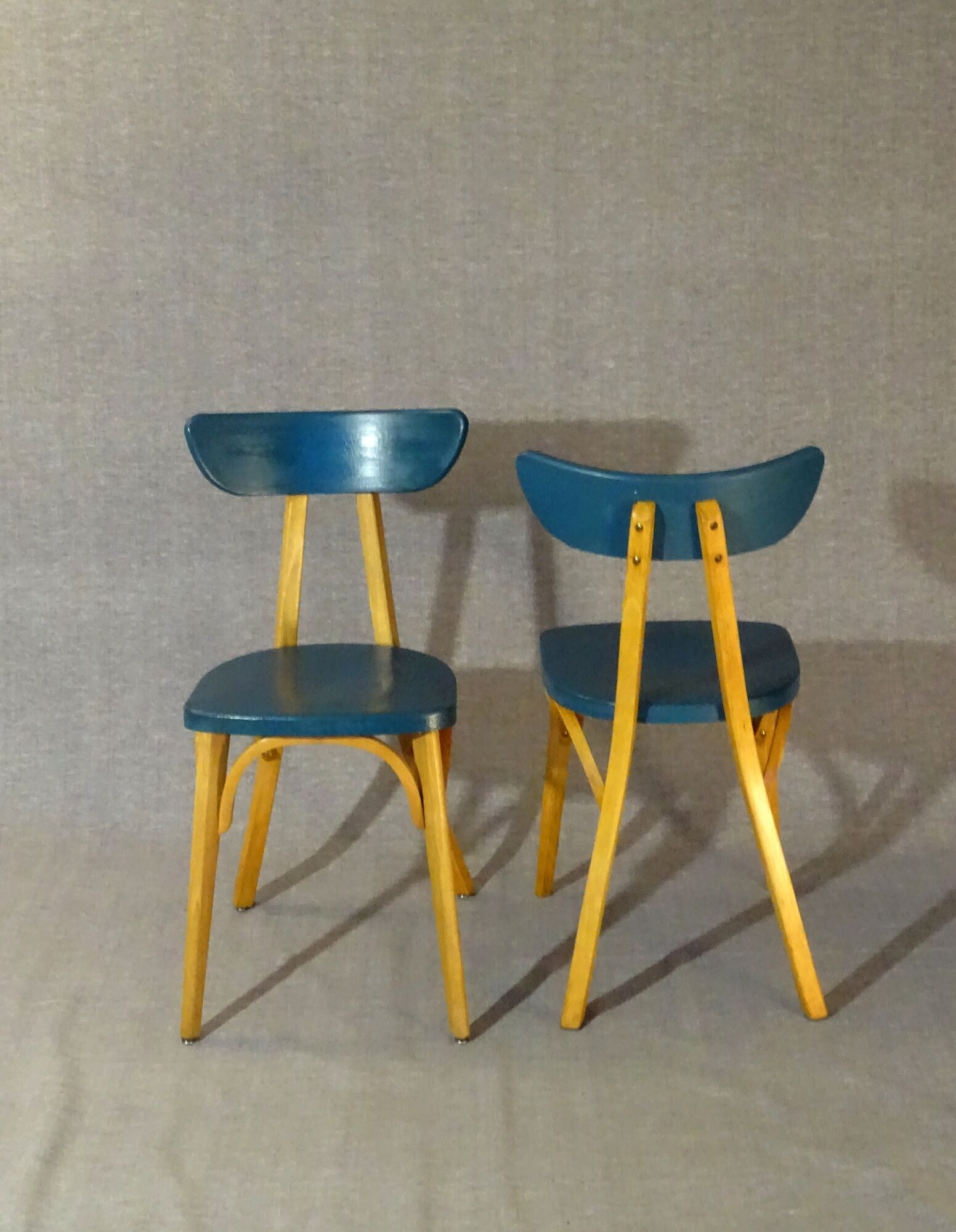 Set of 2 chairs Luterma "banana" 1955 vintage bistro