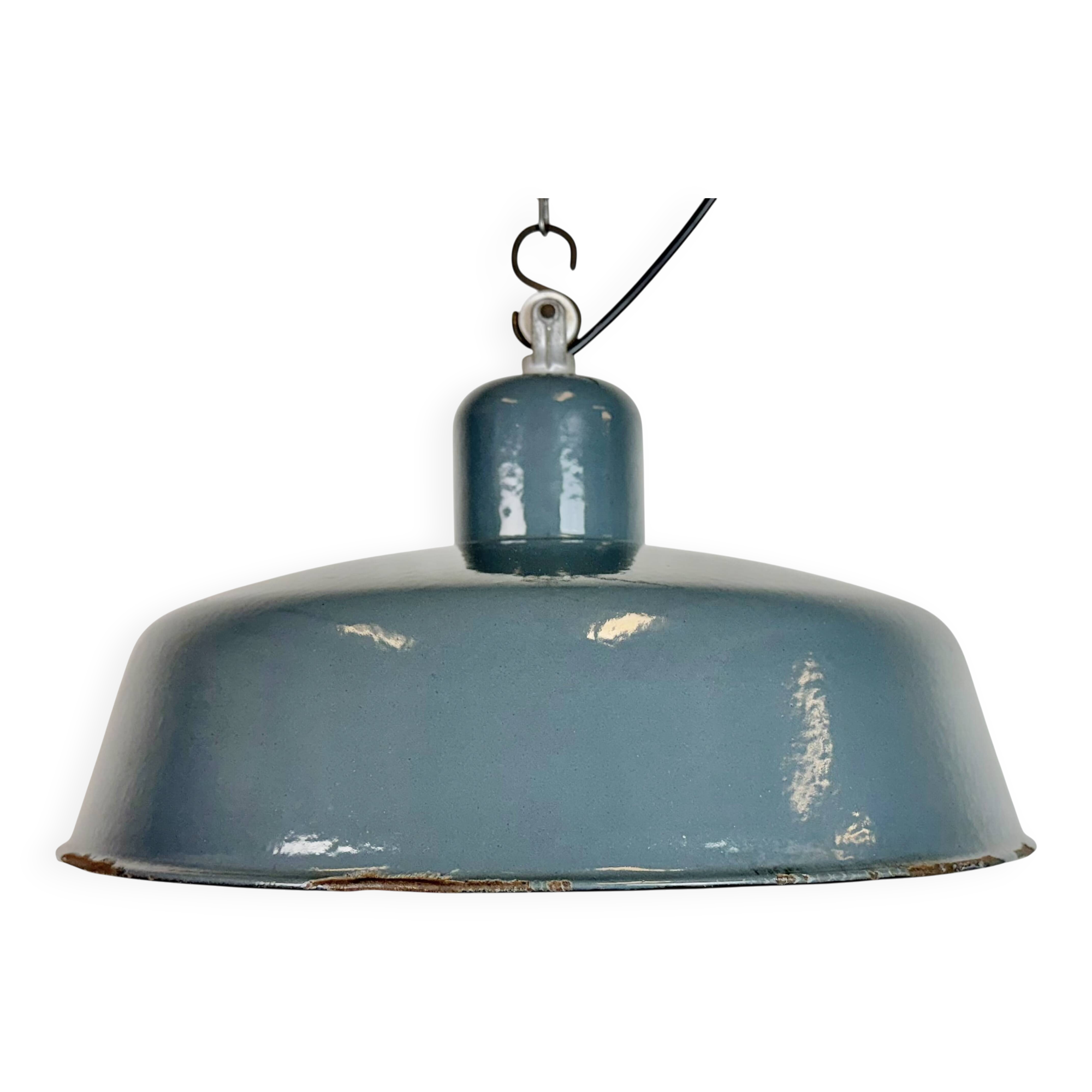 Industrial Grey Enamel Pendant Lamp from Siemens, 1930s