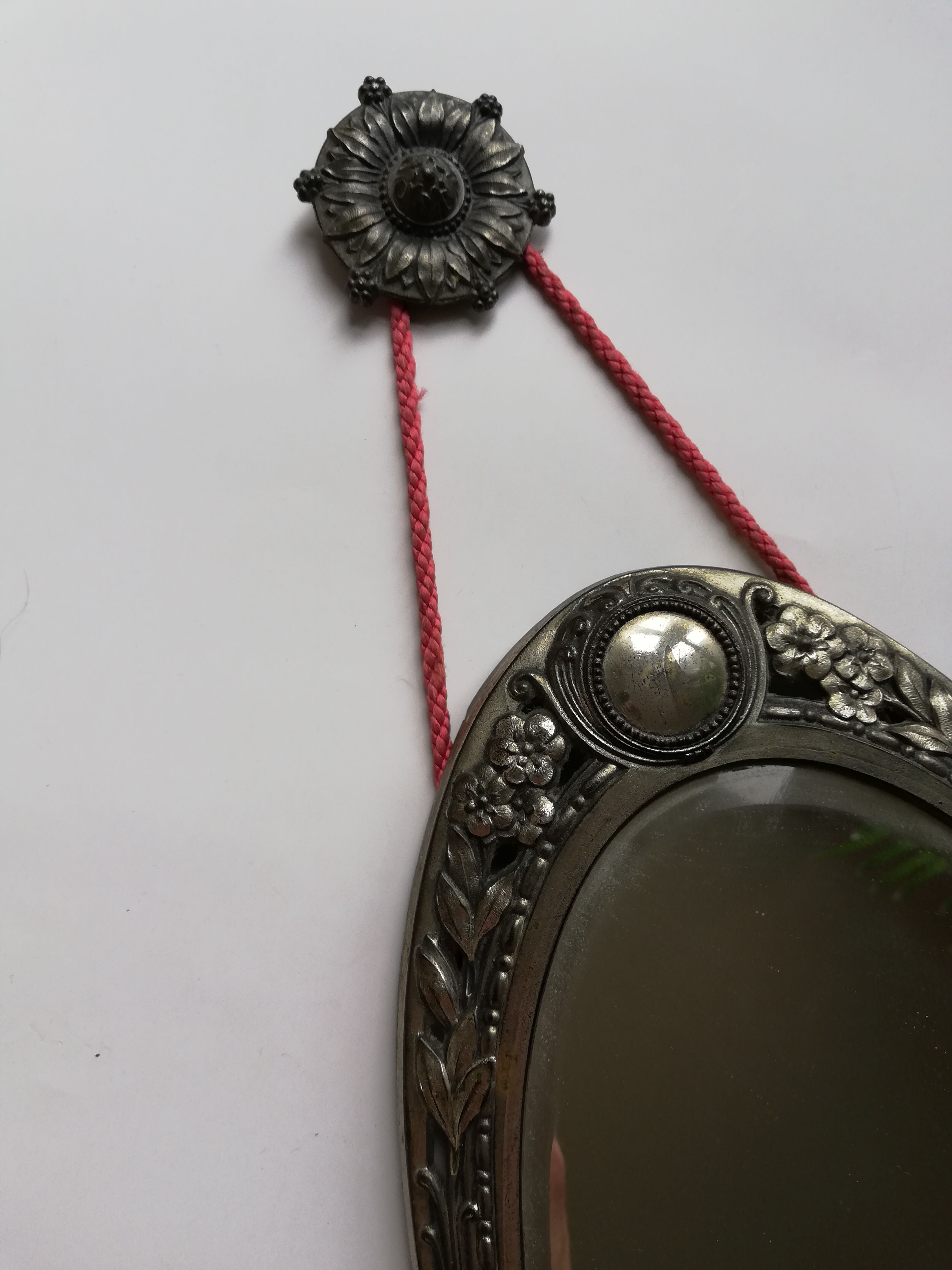 Cast iron art deco bevelled mirror - 39x21cm