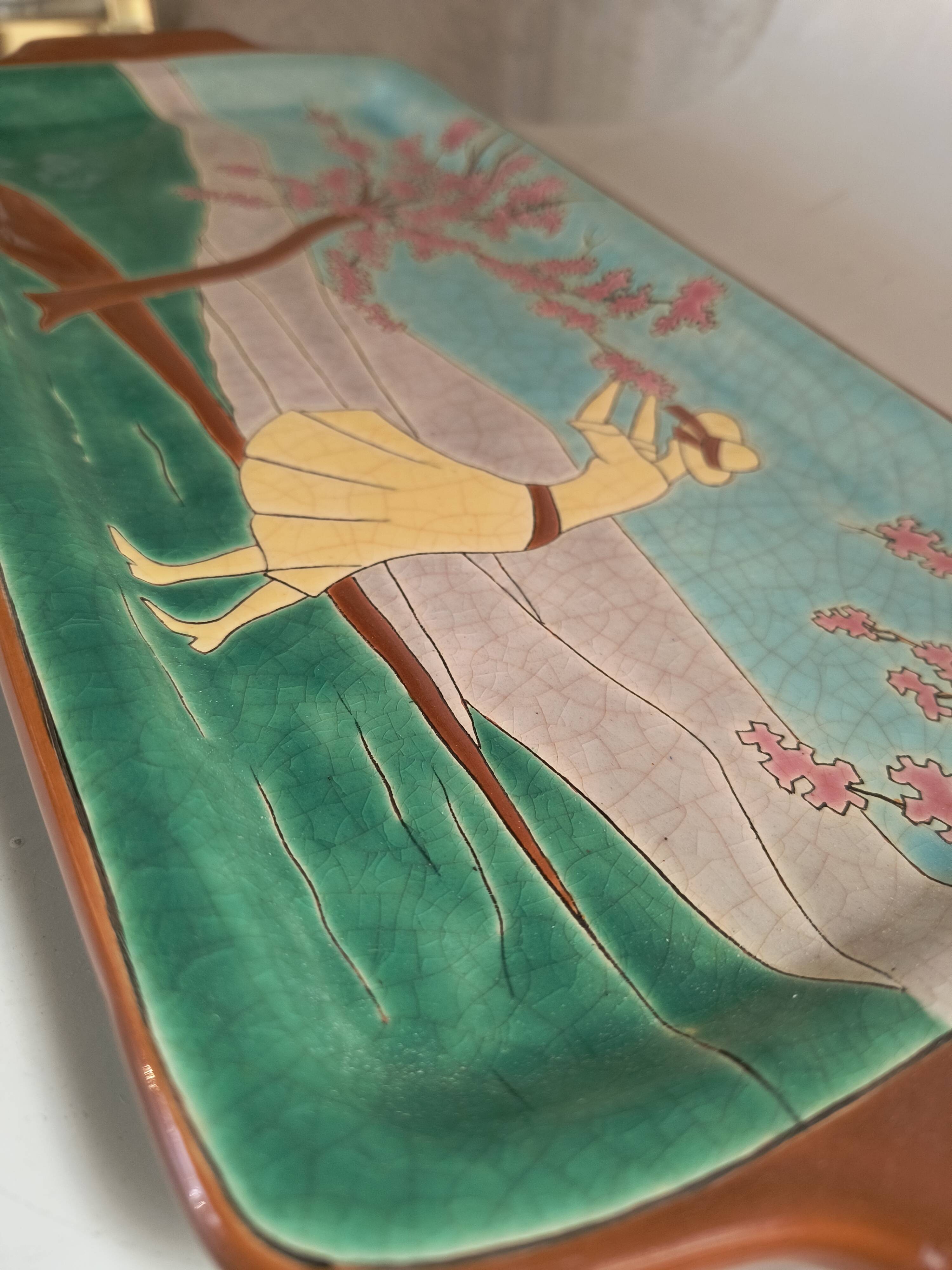 Longwy enamel plate art deco design