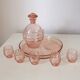 Vintage 1950s Pink Crystal Decanter Liquor Set