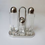 design Ettore Sottsass set Alessi the poor vinegar oil in glass and metal