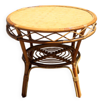 French vintage bamboo coffee table-round outdoor table 70