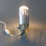 Vintage 1960 brushed aluminum clamp spotlight.
