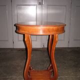 small wooden pedestal table