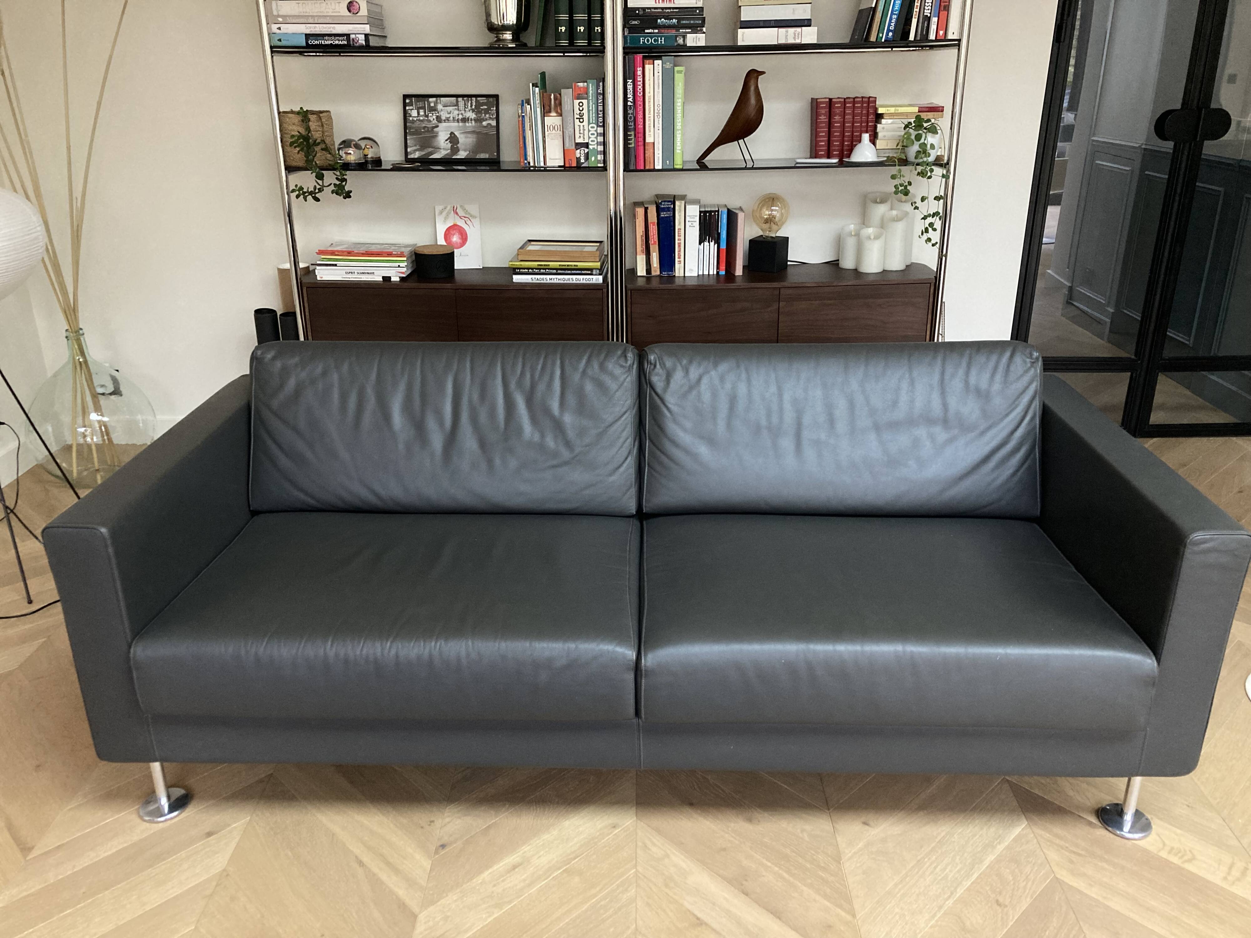 VITRA Park Sofa – Jasper Morrison – premium grey leather canapé