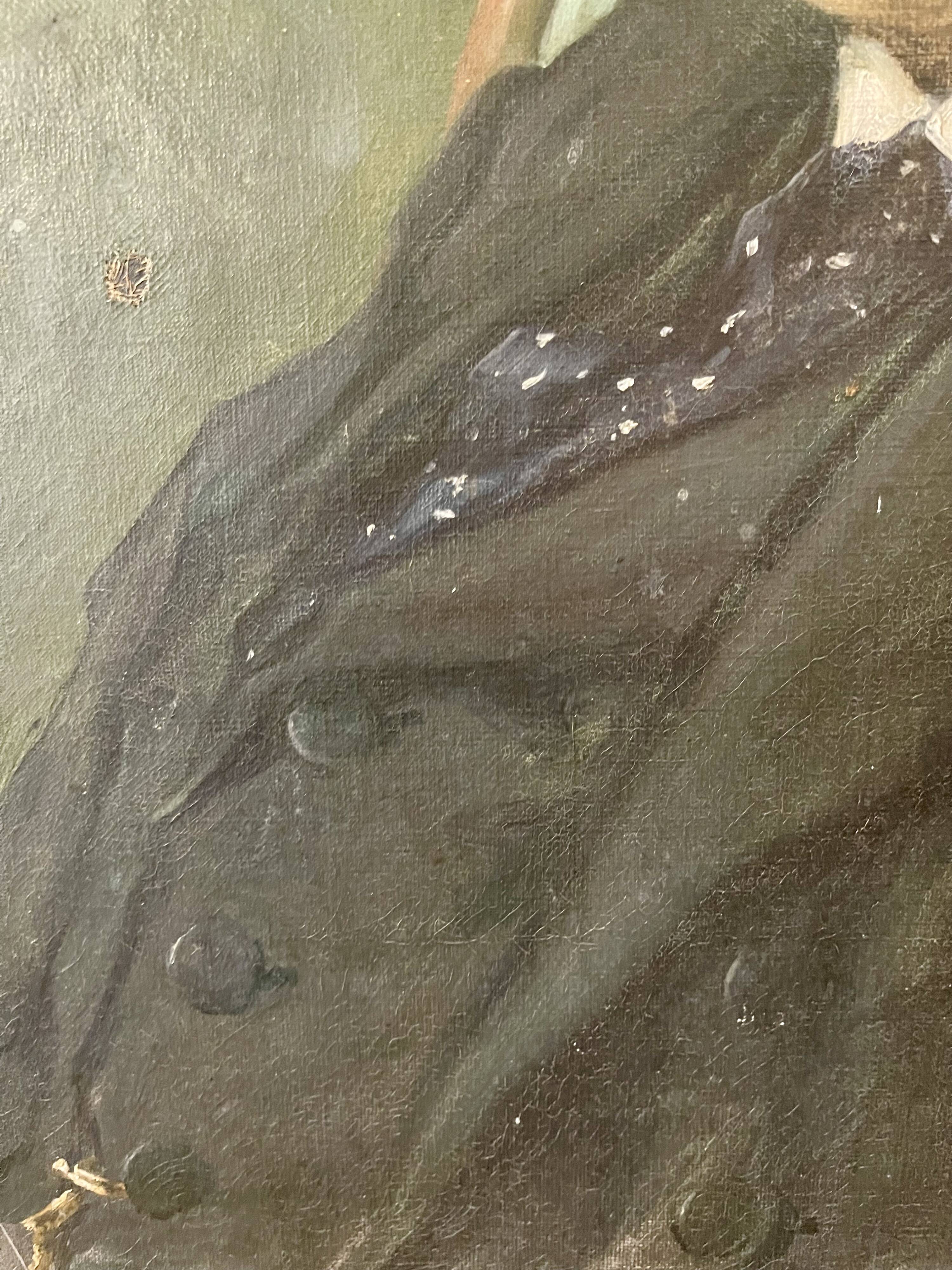 Portrait painting of a man with green eyes and mustache signed 1904